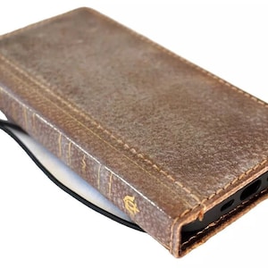 Vera pelle fatta a mano per Galaxy Z Fold 2 3 4 5 6 Portafoglio artistico Libro Stile Bibbia Carta di credito Z FOLD Cover completamente fatta a mano Fai da te Design Ston Wash
