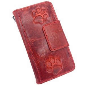 Étui en cuir véritable pour Galaxy S21 S22 S23 S24 A53 Ultra FE Note 10 20 emplacements pour carte portefeuille ultra faits main Tampon magnétique de luxe chien chat