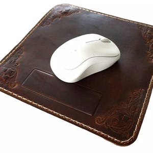 Tappetino per mouse in vera pelle fatto a mano, morbido e artigianale, arte vintage