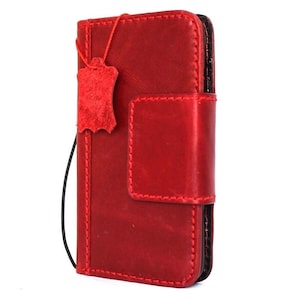 Custodia in vera pelle per Apple iPhone 11 12 13 14 15 16 E Pro Max 6 7 8 plus SE XS Libro Vintage Magnete termico Decorazioni fatte a mano Rosso