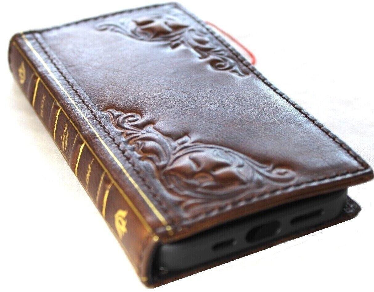 Genuine Leather For Galaxy S25 S20 S21 S22 S23 S24 Ultra FE Note 8 9 10 20 21 22 71 51 A16 31 A 4G 5G Case Art Wallet Book Bible Style Cover