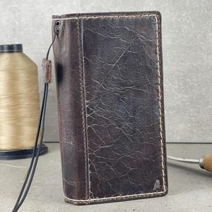 Cuir véritable fait main pour Galaxy Z Fold 6 3 4 5 Art Wallet Book Style biblique Carte de crédit Z FOLD Cover entièrement fait main Art de couture à la main