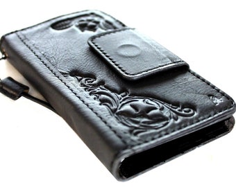Vintage iPhone-Geldbörsenhülle aus Leder: Ausweisfenster, Kartenfächer