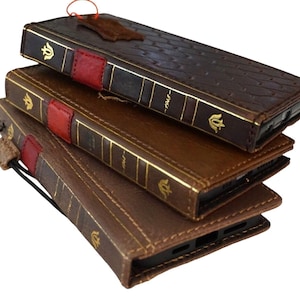 Étui en cuir véritable pour Google Pixel 2 3 4 5 5G 4G 6 7 8 9 Fold PRO XL Un portefeuille vintage fentes pour cartes couverture livre Bible design art fait main