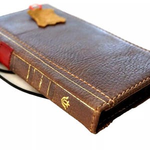 Cuir véritable fait main pour Google Pixel Fold Art portefeuille livre style bible couverture de carte de crédit entièrement fait main