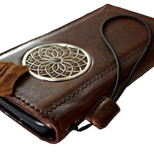 Funda de cuero genuino tipo billetera para Apple iPhone 11 12 13 14 15 Pro Max 6 7 8 plus SE 2020 XS MINI Wallet Book Rusti Adorned