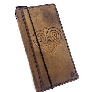 Custodia in vera pelle per Google Pixel 3 4 5 5G 4G 6 7 8 9 Fold PRO XL, portafoglio vintage con scomparti per carte di credito, design a cuore.