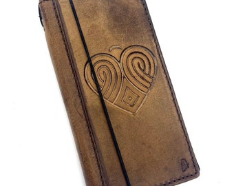 Vintage Leather Wallet Case for Google Pixel with Heart Design