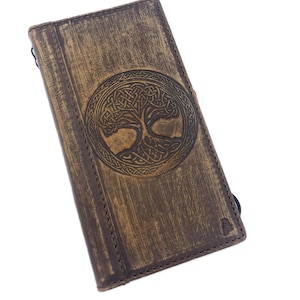 Custodia in vera pelle per Google Pixel 3 4 5 5G 4G 6 7 8 9 XL, portafoglio PRO FOLD con scomparti per carte di credito vintage, motivo: albero della vita con stampa artistica.