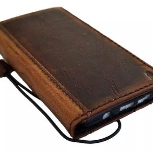 Portafoglio in vera pelle fatto a mano per Galaxy Z Fold 6 2 3 4 5, stile Bibbia, con carta di credito, copertina Z FOLD, completamente realizzata a mano, con cornice lucida.
