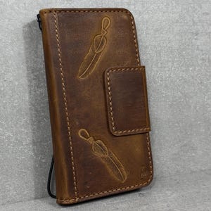 Genuine Leather iPhone Wallet Case: Magnetic Book Cover, Card Slots