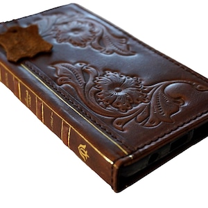 Funda de piel auténtica para Apple iPhone 16 11 12 13 14 15 Pro Max 7 8 plus XS Wallet Book Vintage A Royal Book