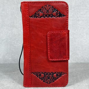 Portafoglio in vera pelle fatto a mano per Galaxy Z Fold 2 3 4 5 6 7, stile Bibbia, porta carte di credito, custodia Z FOLD, design artistico fai da te fatto a mano.