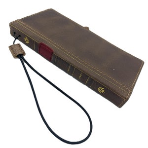 Étui en cuir véritable pour Galaxy S21 S22 S23 S24 A53 Ultra FE Note 10 20 emplacements pour carte portefeuille ultra faits main livre de ponçage de luxe Vox Davidov Art