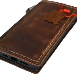 Funda de piel auténtica para Galaxy S22 23 24 Ultra FE Wallet Note A53 55 Style Funda con ranuras para tarjetas de crédito Cosido a mano ArtDavidov