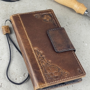Genuine Leather fo OnePlus 12 12R Case Wallet Handmade Wireless Luxury oiled Ar