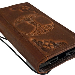 Custodia in vera pelle fatta a mano per Google Pixel 3 4 5 5G 4G 6 7 8 9 PRO Fold XL, portafoglio con scomparti per carte di credito, motivo: albero dell'amore, arte di lusso