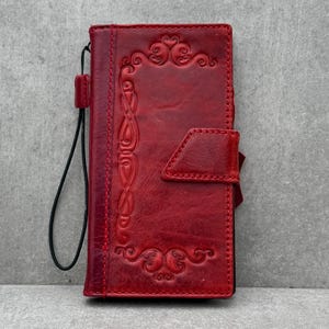 Custodia in vera pelle per Google Pixel 4 5 5G4G 6 7 8 9 Fold PRO XL Portafoglio Vintage con scomparti per carte Magnetico Colore rosso Decorazioni con incorporamento di arte
