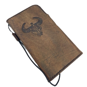 Funda de cuero genuino para Galaxy S21 S22 S23 S24 Ultra FE Note Funda de cuero genuino hecha a mano Funda tipo billetera Ranuras para tarjetas Sello de toro pulido