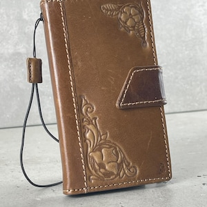 Étui en cuir véritable pour Google Pixel 2 3 4 5 5G 4G 6 7 8 9 Fold PRO XL Un portefeuille vintage fentes pour cartes art design art de luxe fait main style
