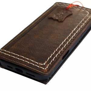 Portafoglio in vera pelle fatto a mano per Galaxy Z Fold 6 3 4 5 Art Wallet Book Bible Style Carta di credito Z FOLD Copertina completamente fatta a mano e cucita a mano