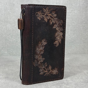 Étui en cuir véritable pour Google Pixel 9 volets 8 7 6 5 4 3 2 XL A PRO Portefeuille vintage fentes pour cartes Couverture livre de luxe Mini Art Design estampage
