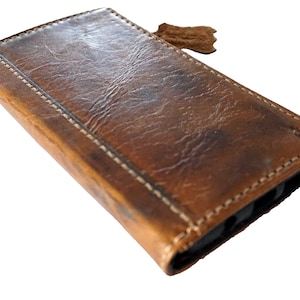 Capa de couro genuíno para Galaxy S21 S22 S23 S24 Ultra FE Note 10 20 Ultra WALLET Book Style Slots para cartão de crédito Capa Ston Polishing