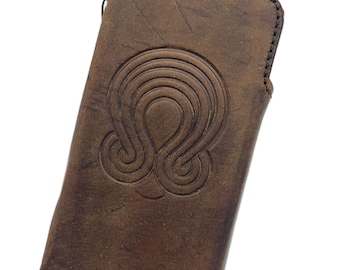 Handmade Leather Wallet Case for Google Pixel: Vintage Art Stamping