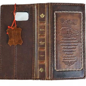 Funda de piel auténtica para Galaxy S25 S21 S22 S23 S24 A55 Ultra FE Note 10 20 Ultra Cartera con puntadas hechas a mano Ranuras para tarjetas Carga inalámbrica de lujo