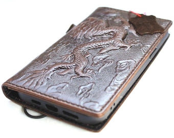 Vintage Dragon Embossed Genuine Leather Wallet Case for Google Pixel