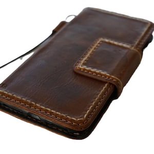 Echtleder Hülle für Apple iPhone 16 E 11 12 13 14 15 Pro Max 6 7 8 plus SE 2 XS Style Card Slots Cover Hand nähen