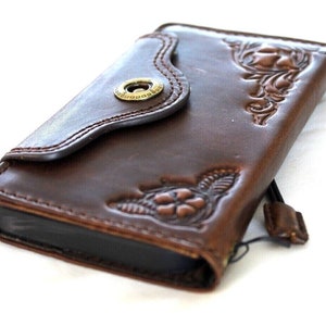 Funda de piel auténtica para Galaxy S21 S22 S23 S24 A53 Ultra FE Note 10 20 Ultra Cartera hecha a mano Ranuras para tarjetas Diseño de libro de lujo Carga inalámbrica