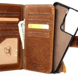 Funda tipo cartera de piel auténtica para Galaxy S 22, 21, 20, S23, 24, 25, Ultra S10, Note 8, 9 y 10, con ranuras para tarjetas desmontables, estilo vintage, fina y magnética.
