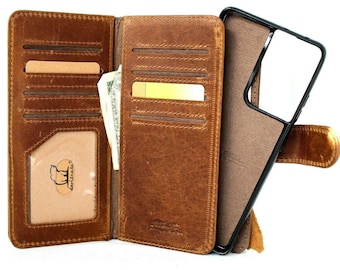 Genuine Leather For Galaxy S 22 21 20 S23 24 25 Ultra s10 Note 8 9 10 A book wallet cover soft vintage detachable cards slots slim magnetic