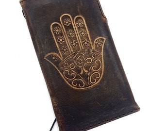 Handmade Leather Wallet Case: Google Pixel 6/6a/7/8 PRO, Vintage Art