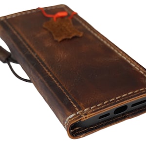 Funda de cuero genuino tipo billetera para Apple iPhone 16 E 11 12 13 14 15 Pro Max 6 7 8 plus SE 2 XS estilo ranuras para tarjetas cubierta cosida a mano