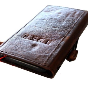Portafoglio in vera pelle fatto a mano per Galaxy Z Fold 2 3 4 5, stile Bibbia, carta di credito, copertina Z FOLD, fatto a mano, timbro dell'anno, design artistico lavato.