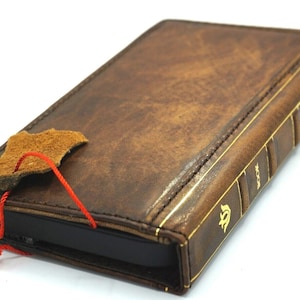 Echt leer voor Apple iPhone 11 12 13 14 15 16 Pro Max 6 7 8 Plus SE Case Book Bijbel vintage stijl kaartsleuven Cover Handgemaakt Polijsten