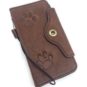 Étui portefeuille en cuir véritable pour Apple iPhone 11 12 13 14 15 Pro Max 6 7 8 plus SE 2020 XS MINI chat chien estampage conception fentes pour carte couverture