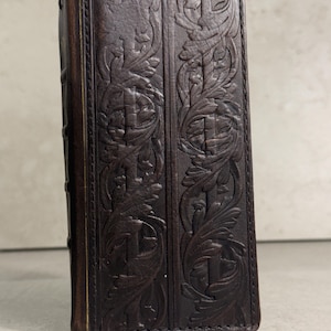 Handgemachte Leder Kunst Brieftasche für Galaxy: Buch Bibel Style Cover