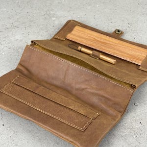 Cartera de cuero genuino hecha a mano, funda para narguile, cigarrillo, tabaco, soporte para papel de liar