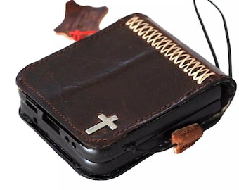 Handmade Leather Galaxy Z Flip Wallet Case: Zigzag Stitch