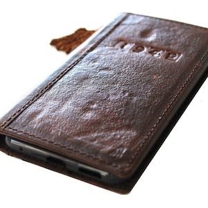 Custodia in vera pelle per Google Pixel 2, 3, 4, 5, 5G, 4G, 6, 7, 8, 9, Fold PRO XL, portafoglio vintage con timbro dell'anno, inserti in metallo fatti a mano e scomparti per carte di credito.