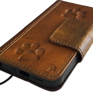 Custodia in vera pelle per Galaxy S20 S21 S22 S23 S24 S25 Ultra FE Note 8 9 10 20 21 A71 A51 16 A12 A31 4G 5G Portafoglio Libro Zampa Cane Gatto Fai da te