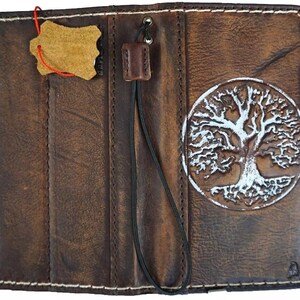 Cartera de cuero genuino para OnePlus con funda abierta, hecha a mano, inalámbrica, de lujo, con árbol de bricolaje, cosido a mano