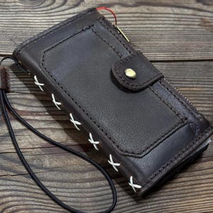 Handmade Leather Wallet Case for OnePlus: Wireless Charge, Card Slots