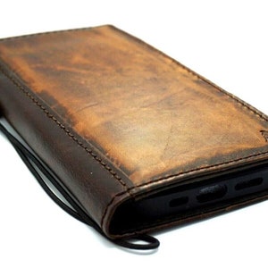 Capa de couro genuíno para Galaxy S21 S22 S23 S24 S25 Ultra FE Note 10 A16 15 WALLET Book Style Slots para cartão de crédito Capa Ston Polishing
