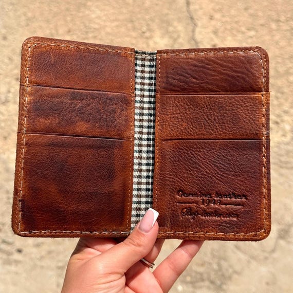 Leather Wallet Thin Soft Credit Card Vintage Designed Diy Reto