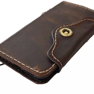 Funda de cuero genuino tipo billetera para Apple iPhone 16 E 11 12 13 14 15 Pro Max 6 7 8 plus SE 2 XS estilo ranuras para tarjetas cubierta cosida a mano