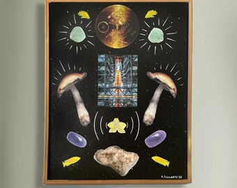 Aquarius, Zodiac painting, Collage, Astrology Art, Living Room Artwork